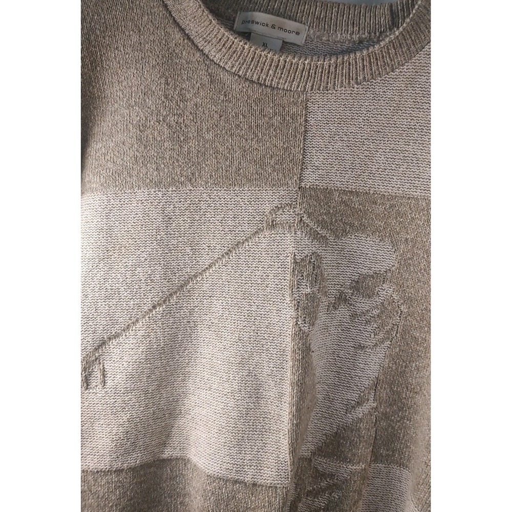 VINTAGE Preswick&Moore Sweater Womens Large Brown Ribbed 100% Shetland‎ Wool